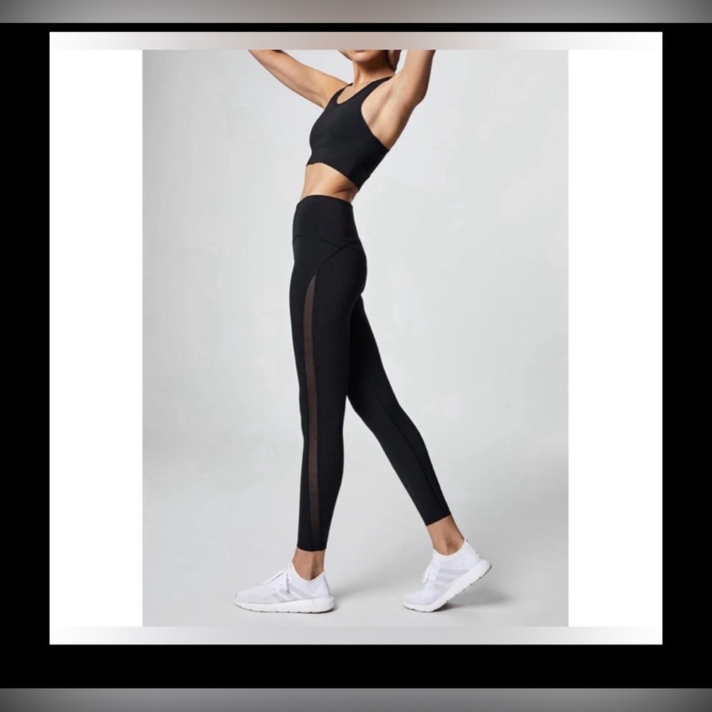 Varley Sutton Black High Rise Mesh Paneled Leggings Size XS EUC